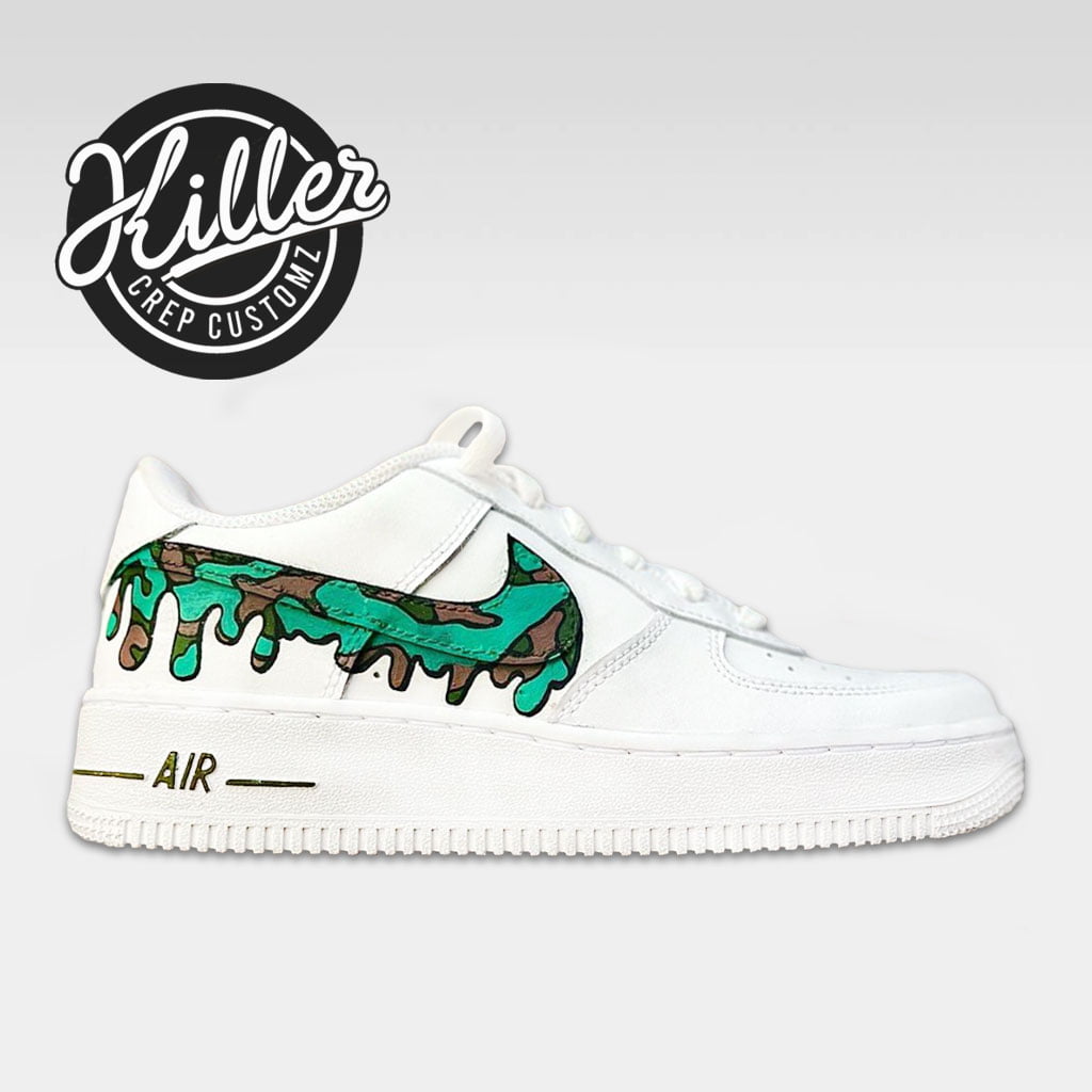 Nike Air Force 1 Custom White Shoes Drip Pink Swoosh Sneakers All